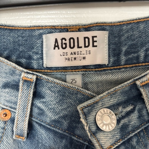 Agolde Blue Straight Leg Jeans Classic Denim - Picture 3 of 5
